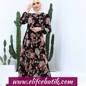 İthal Şifon çiçekli elbise