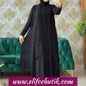 Zümra taşlı şifon elbise