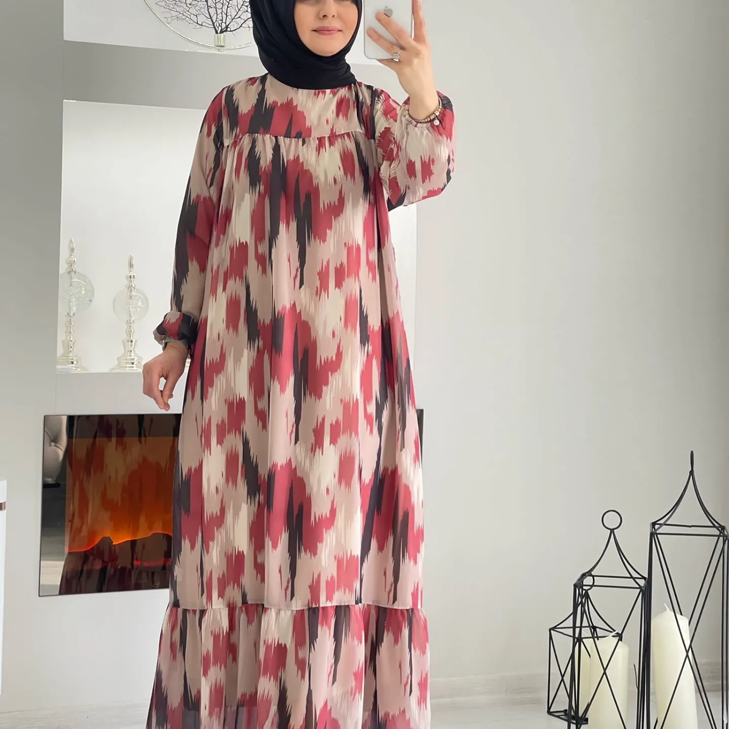 Şifon kumaş Esila elbise - Görsel 5