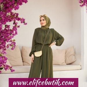 Ayrobin kumaş Beli Lastikli tulum