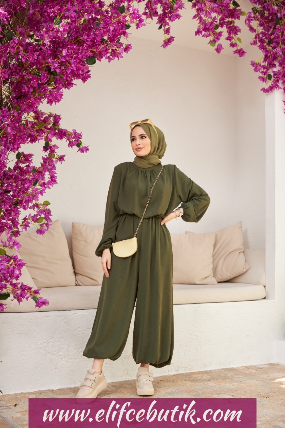 Ayrobin kumaş Beli Lastikli tulum