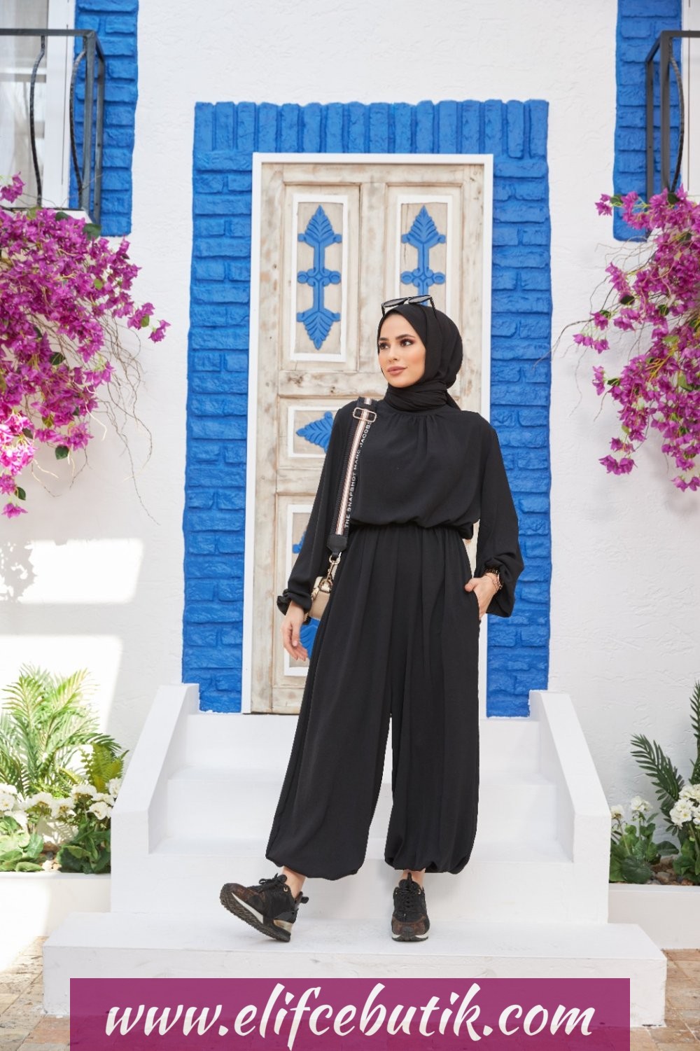 Ayrobin kumaş Beli Lastikli tulum - Görsel 5