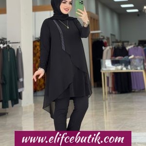 Şifon taşlı abiye Tunik