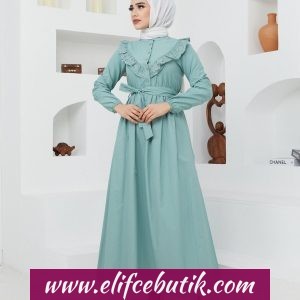 Poplin kumaş Önü dantel elbise