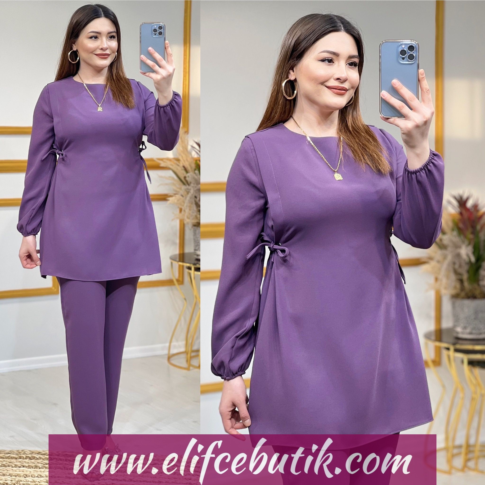 Kum krep kumaş Tunik pantolon