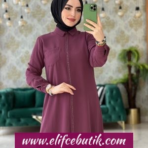 Kumru krep taşlı tunik