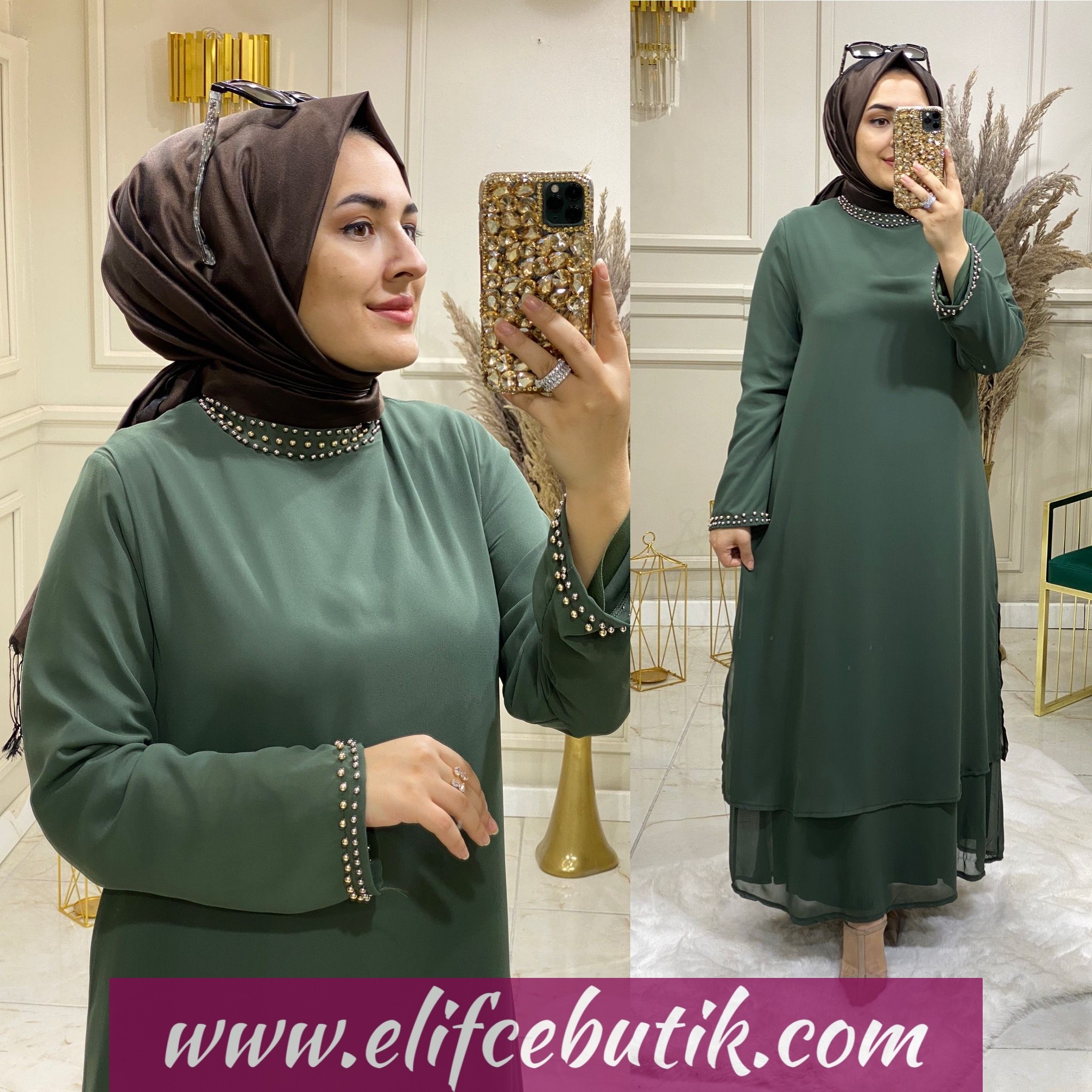 Büyük beden şifon elbise - Görsel 6