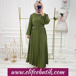Ayrobin kumaş pilseli elbise