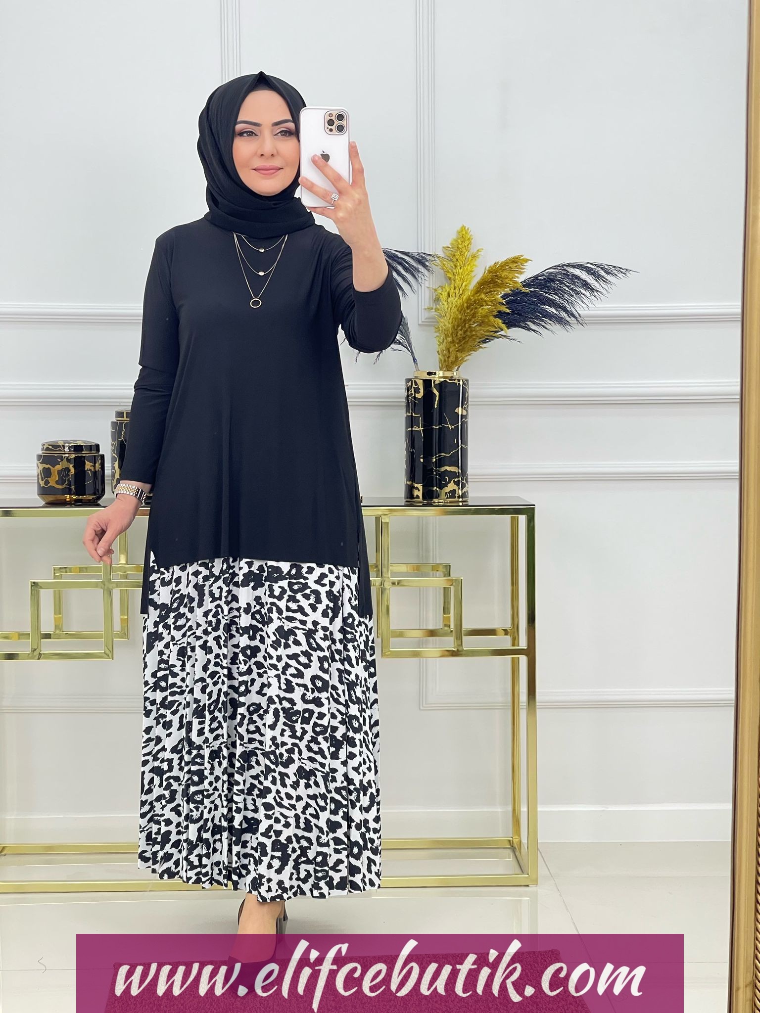 Sandy kumaş Etekli leopar takim - Görsel 5
