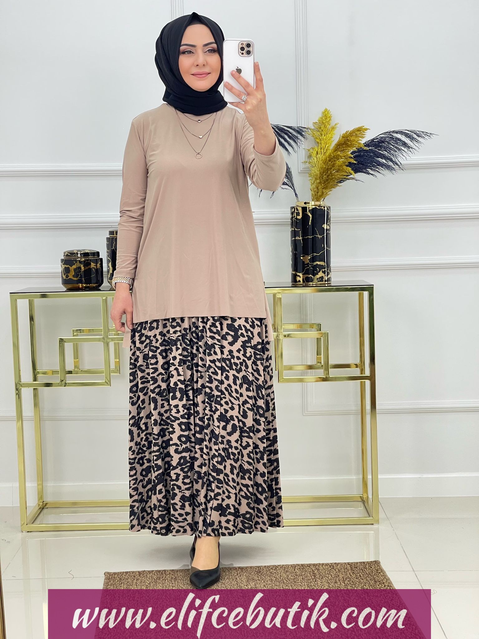 Sandy kumaş Etekli leopar takim - Görsel 6