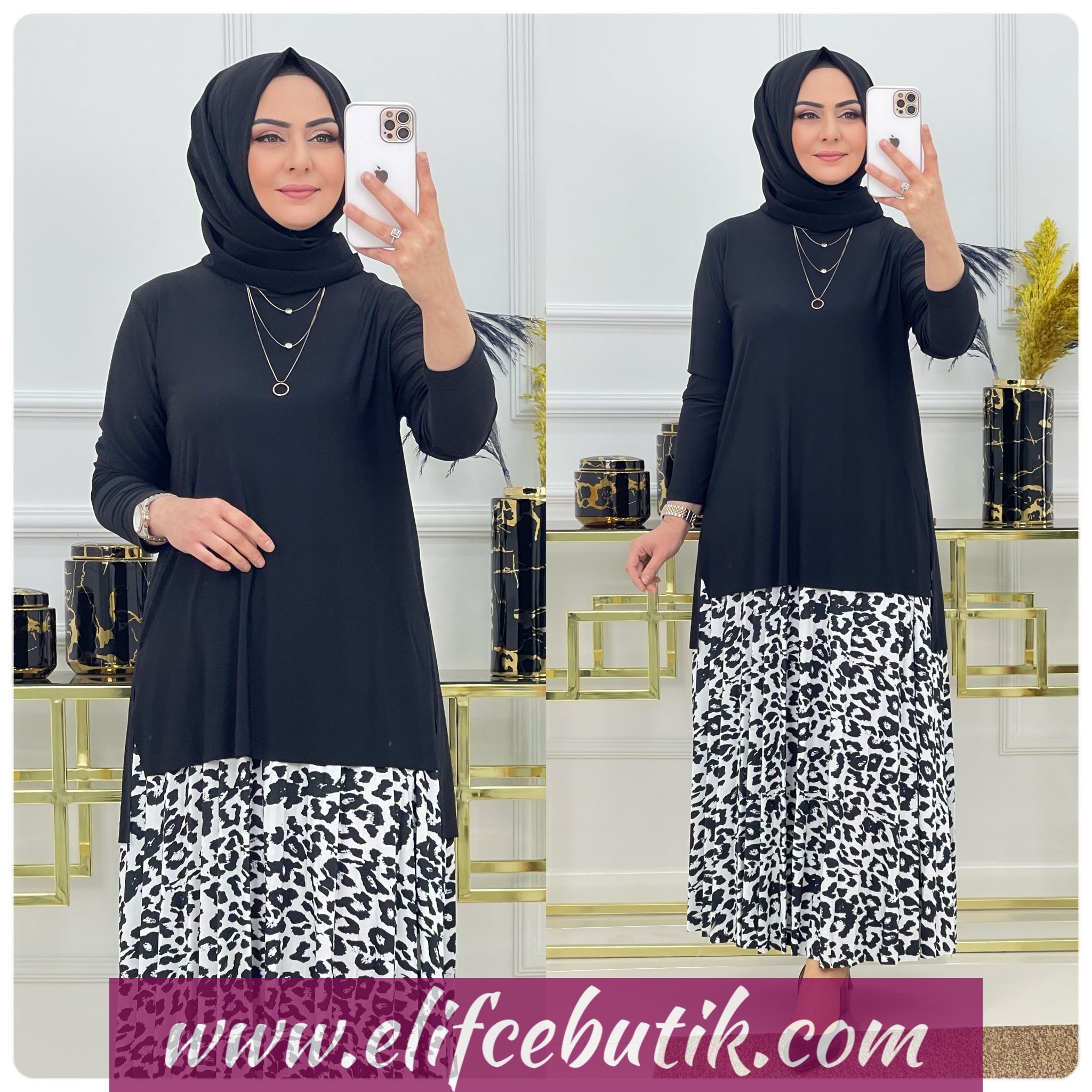 Sandy kumaş Etekli leopar takim - Görsel 4