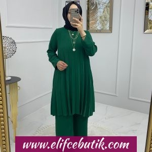 Ayrobin pilseli tunik pantolon takım