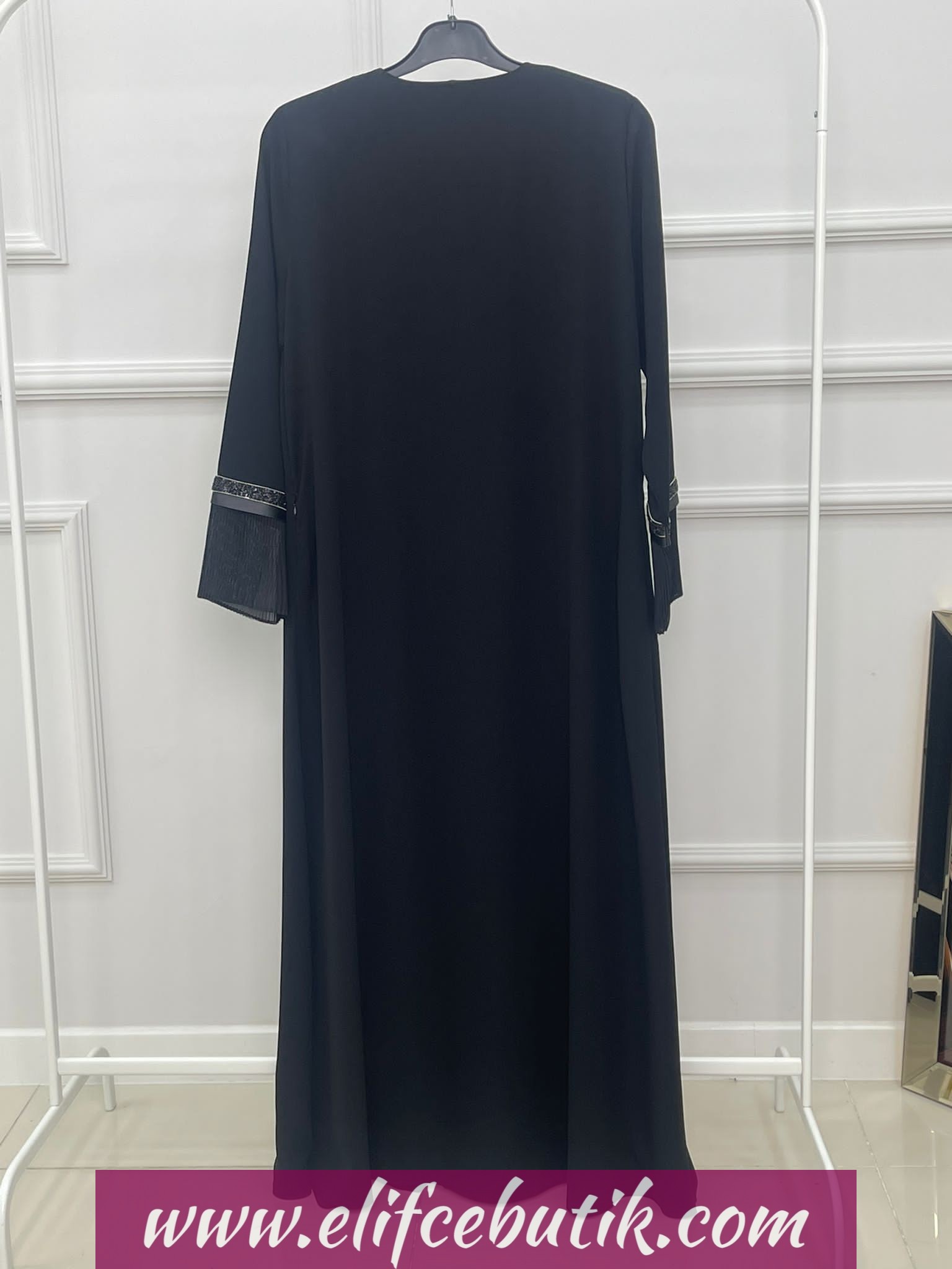 Rabia krep kumaş Payetli ferace - Görsel 3