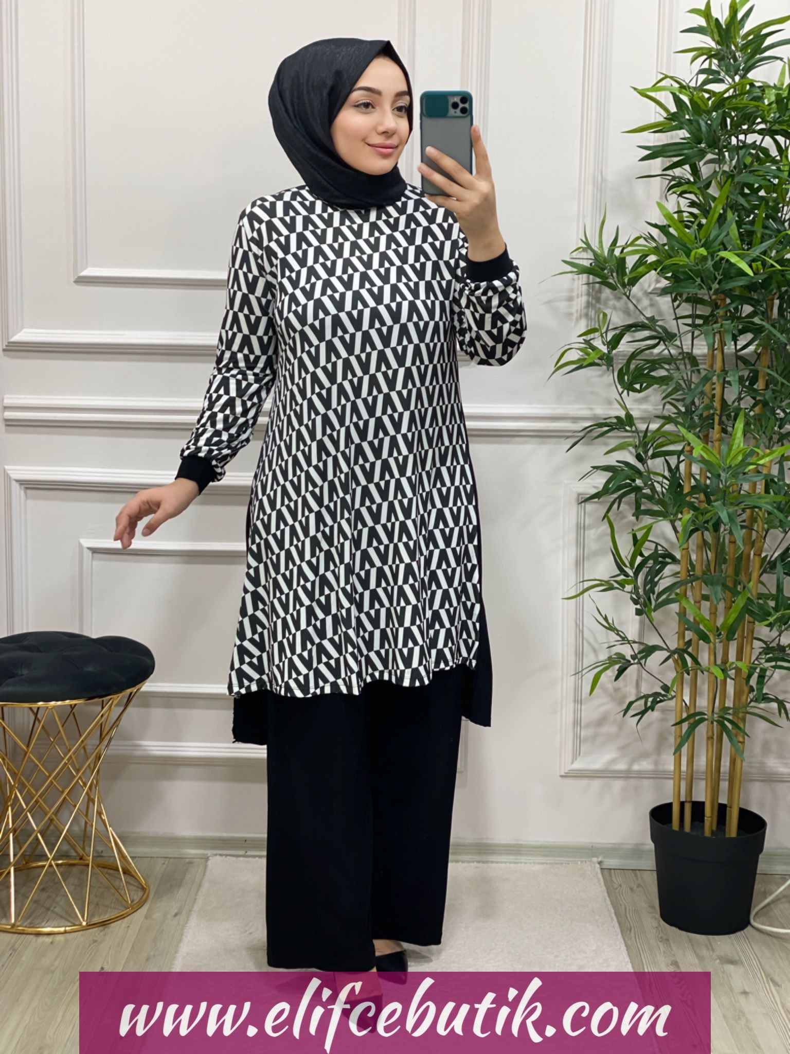 Tilda kumaş ela pantolon takim - Görsel 4