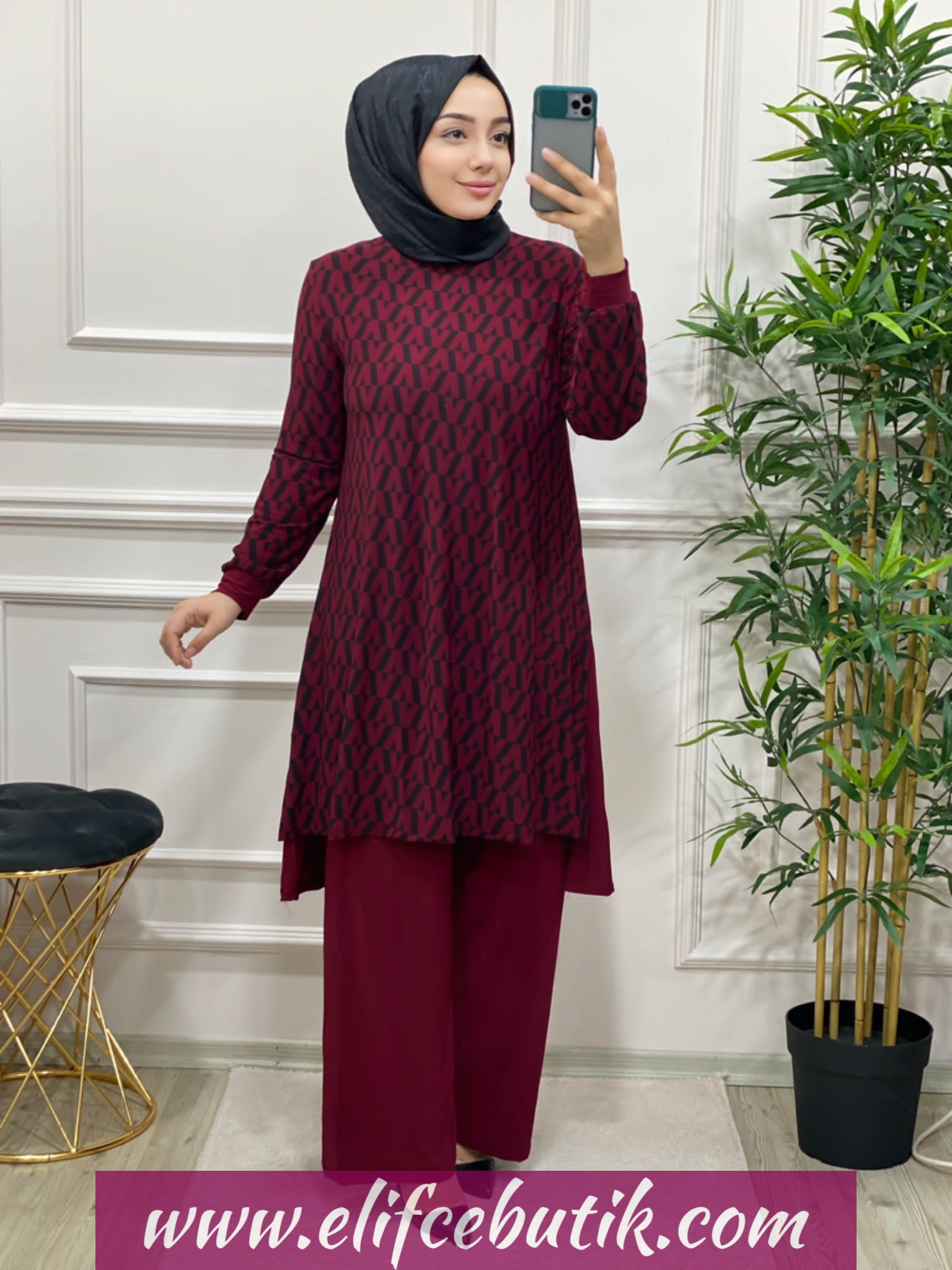 Tilda kumaş ela pantolon takim - Görsel 7