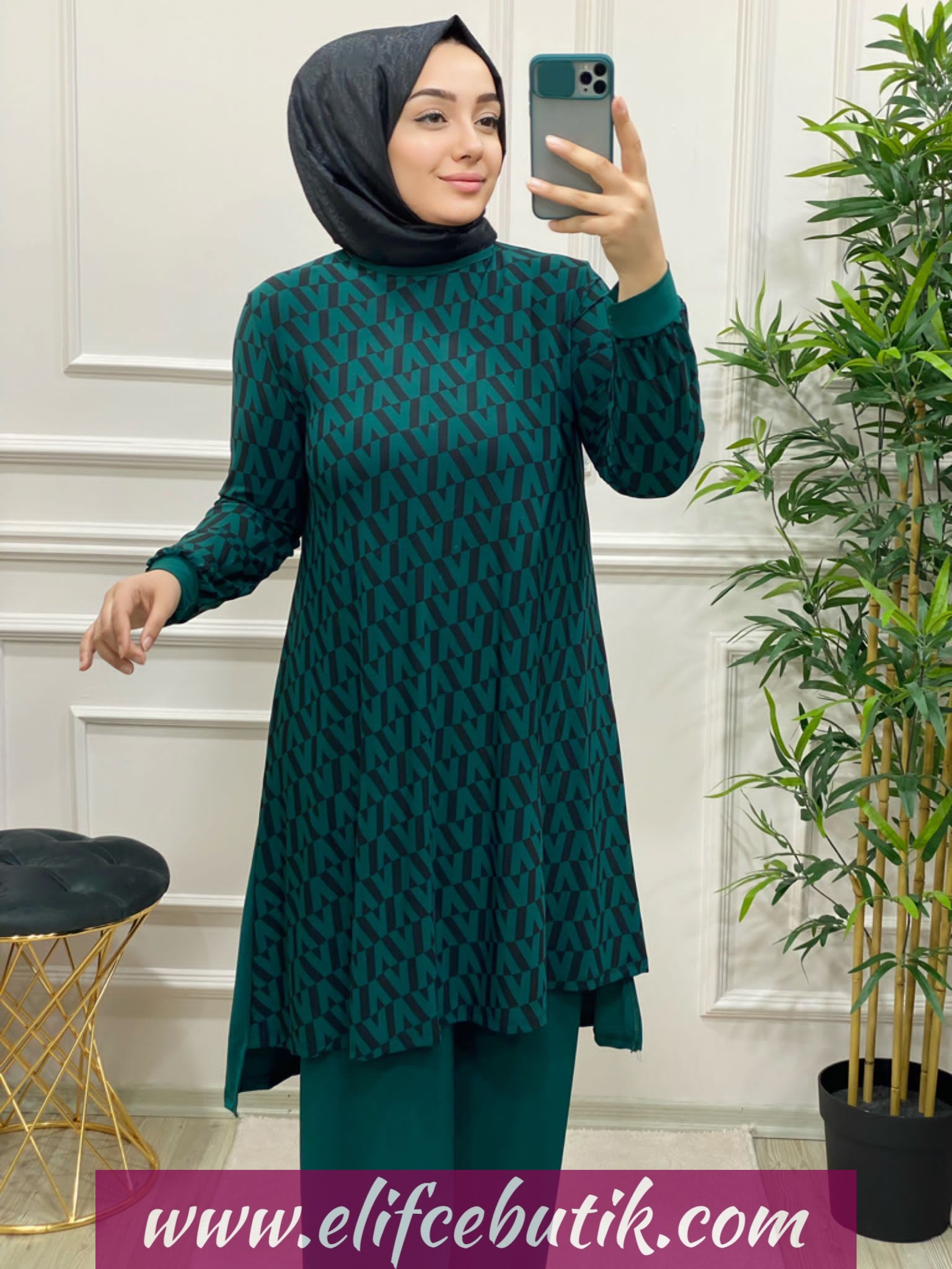 Tilda kumaş ela pantolon takim - Görsel 6