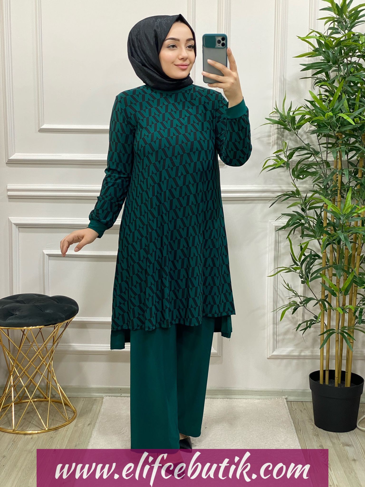 Tilda kumaş ela pantolon takim - Görsel 12