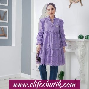 Pamuklu dantel tunik