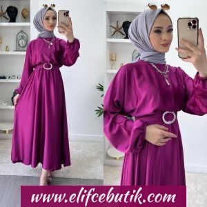 Saten krep sultan elbise