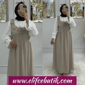 Ayrobin kumaş ela elbise