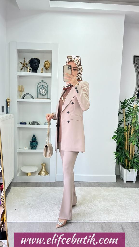 Krep kumaş Zeynep ceket takım - Görsel 22