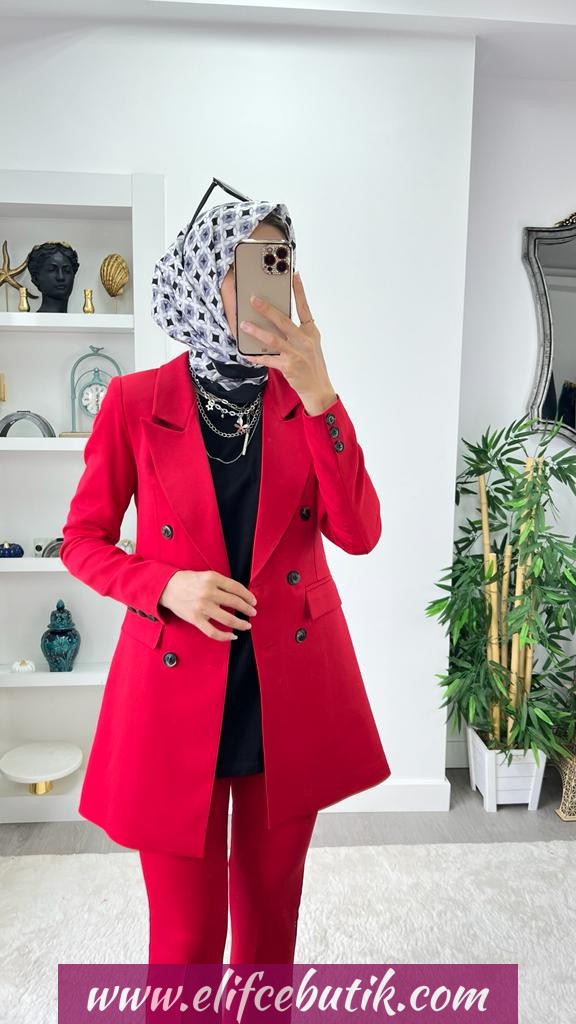 Krep kumaş Zeynep ceket takım - Görsel 18