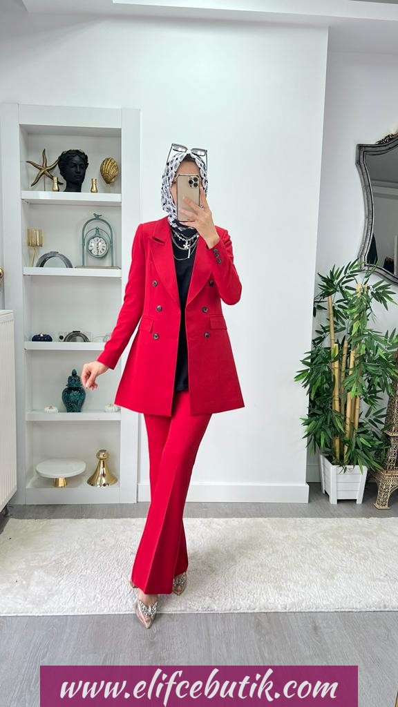 Krep kumaş Zeynep ceket takım - Görsel 20