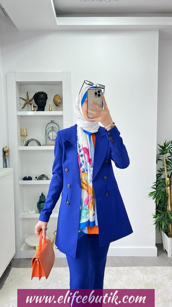Krep kumaş Zeynep ceket takım - Görsel 21