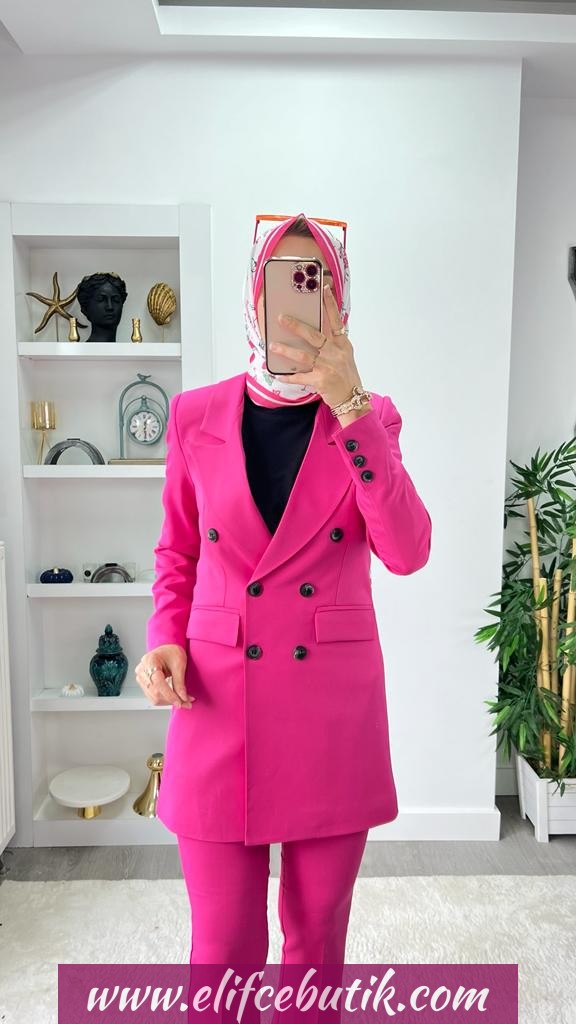 Krep kumaş Zeynep ceket takım - Görsel 4