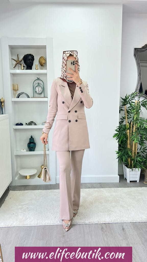 Krep kumaş Zeynep ceket takım - Görsel 5