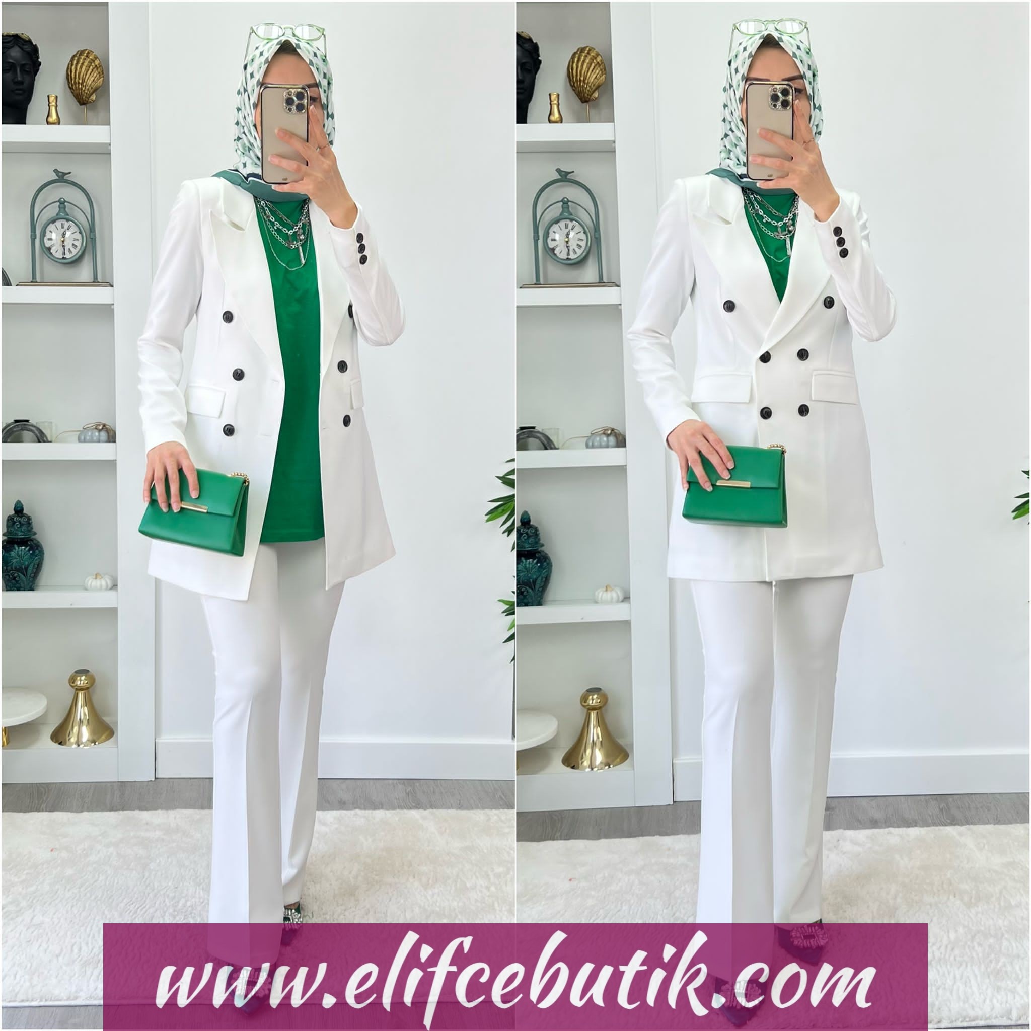 Krep kumaş Zeynep ceket takım - Görsel 6