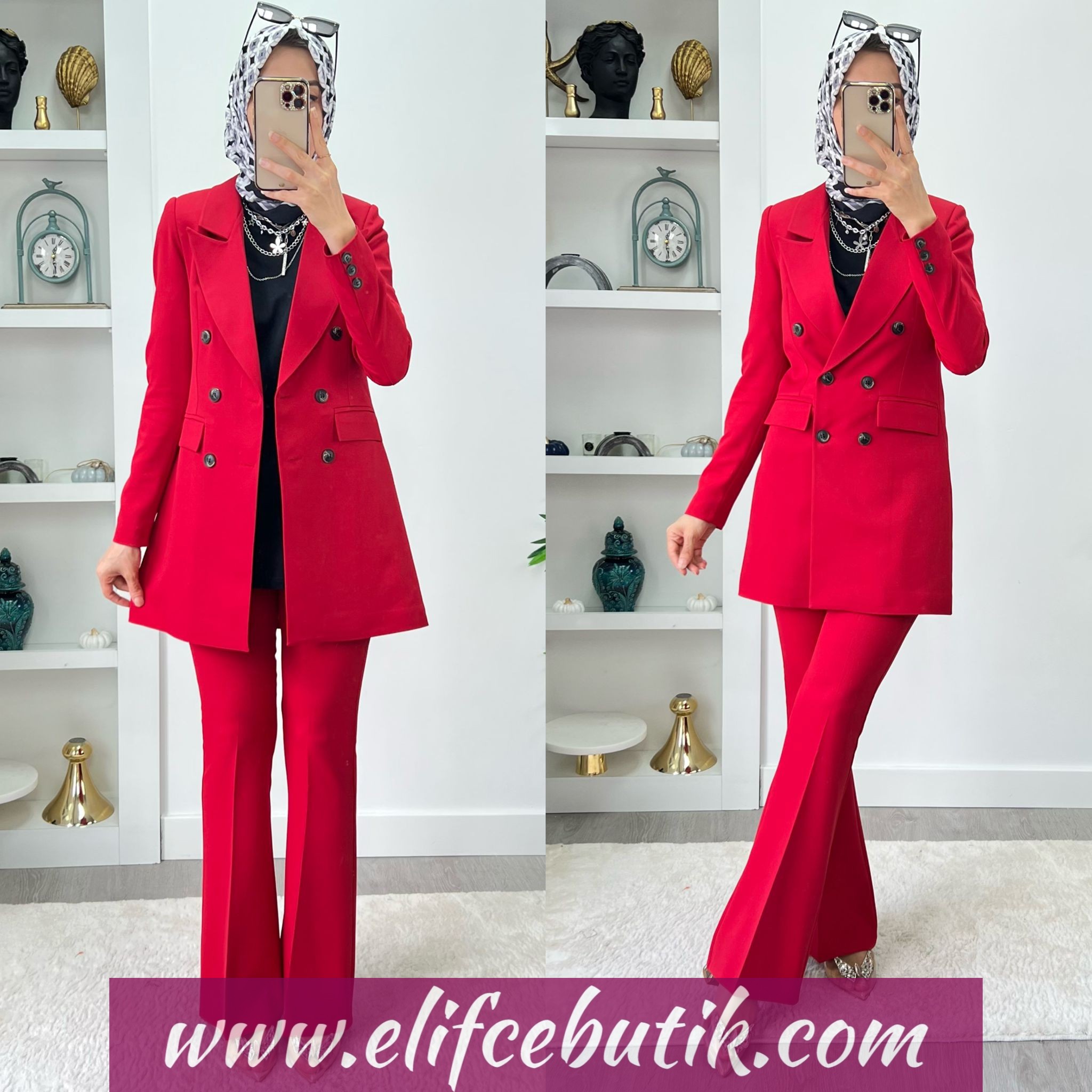 Krep kumaş Zeynep ceket takım - Görsel 8