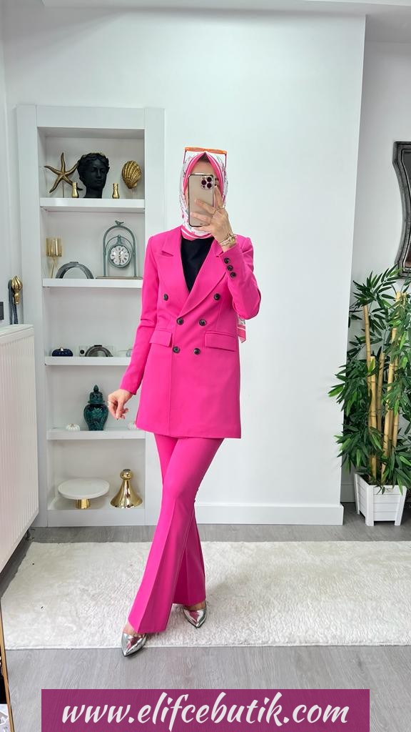 Krep kumaş Zeynep ceket takım - Görsel 11