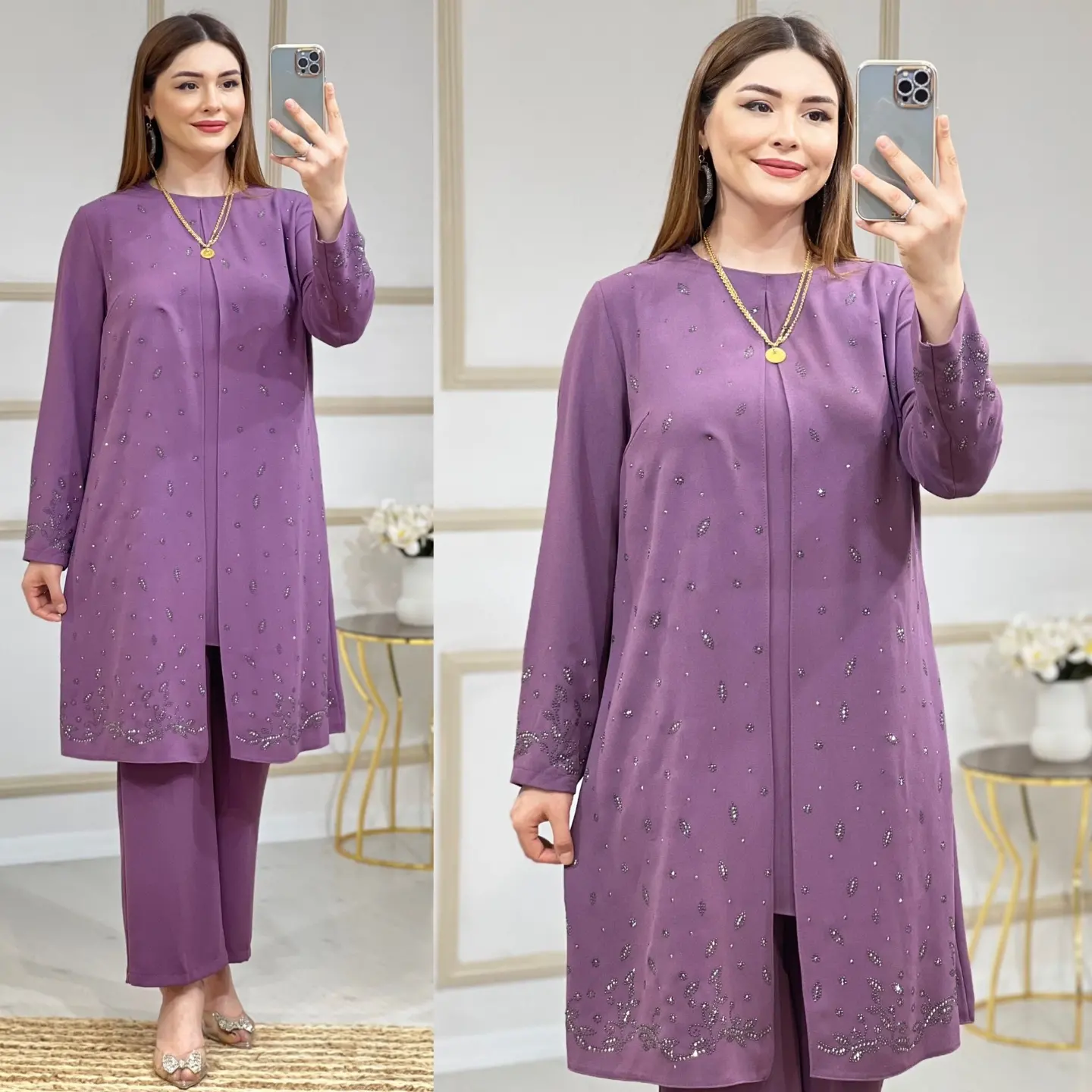 Krep kumaş büyük beden takim - Görsel 2