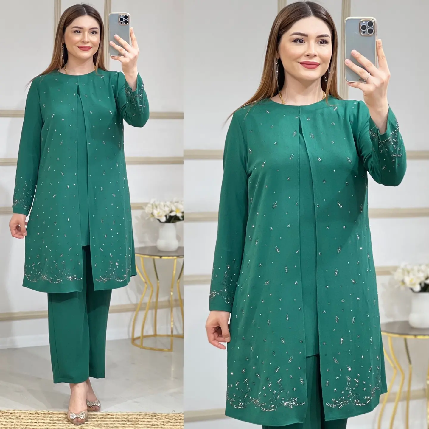 Krep kumaş büyük beden takim - Görsel 4