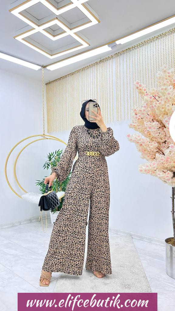 Leopar desenli kaşkorse tulum - Görsel 3