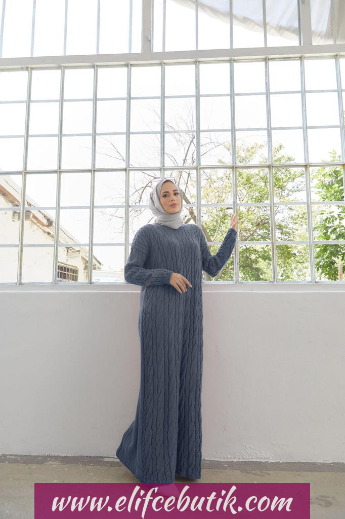 Örgü desenli Triko elbise - Görsel 14