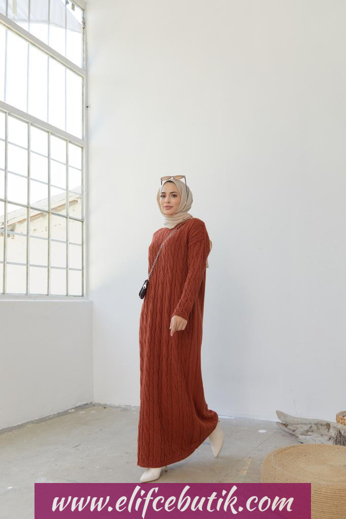 Örgü desenli Triko elbise - Görsel 16