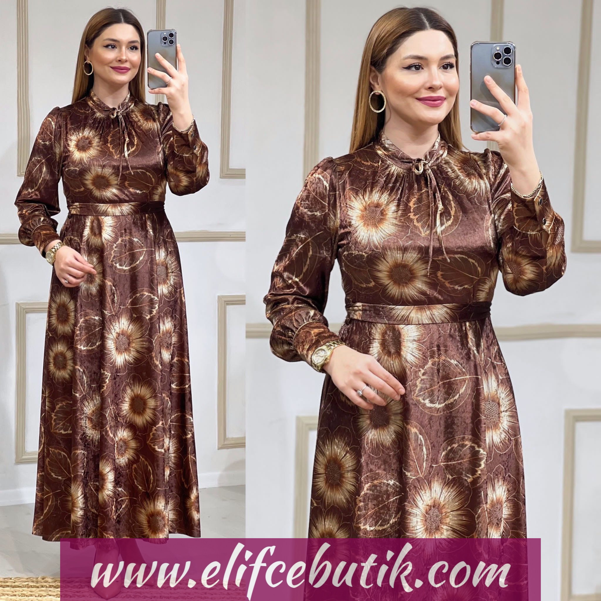 Şönil kumaş karaca elbise - Görsel 2