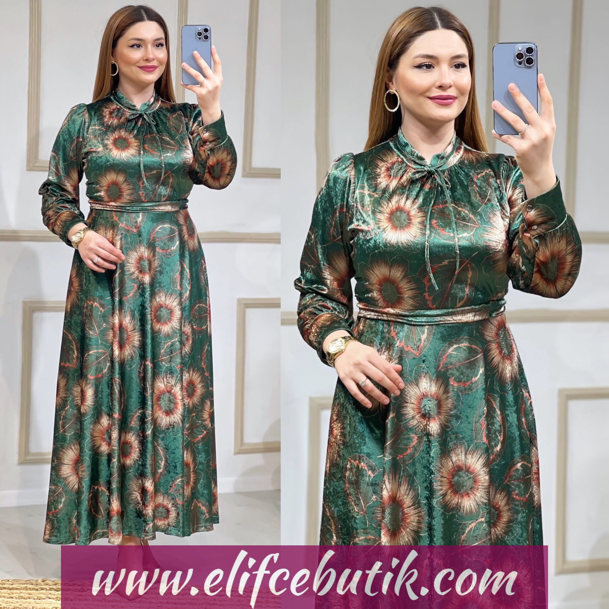 Şönil kumaş karaca elbise