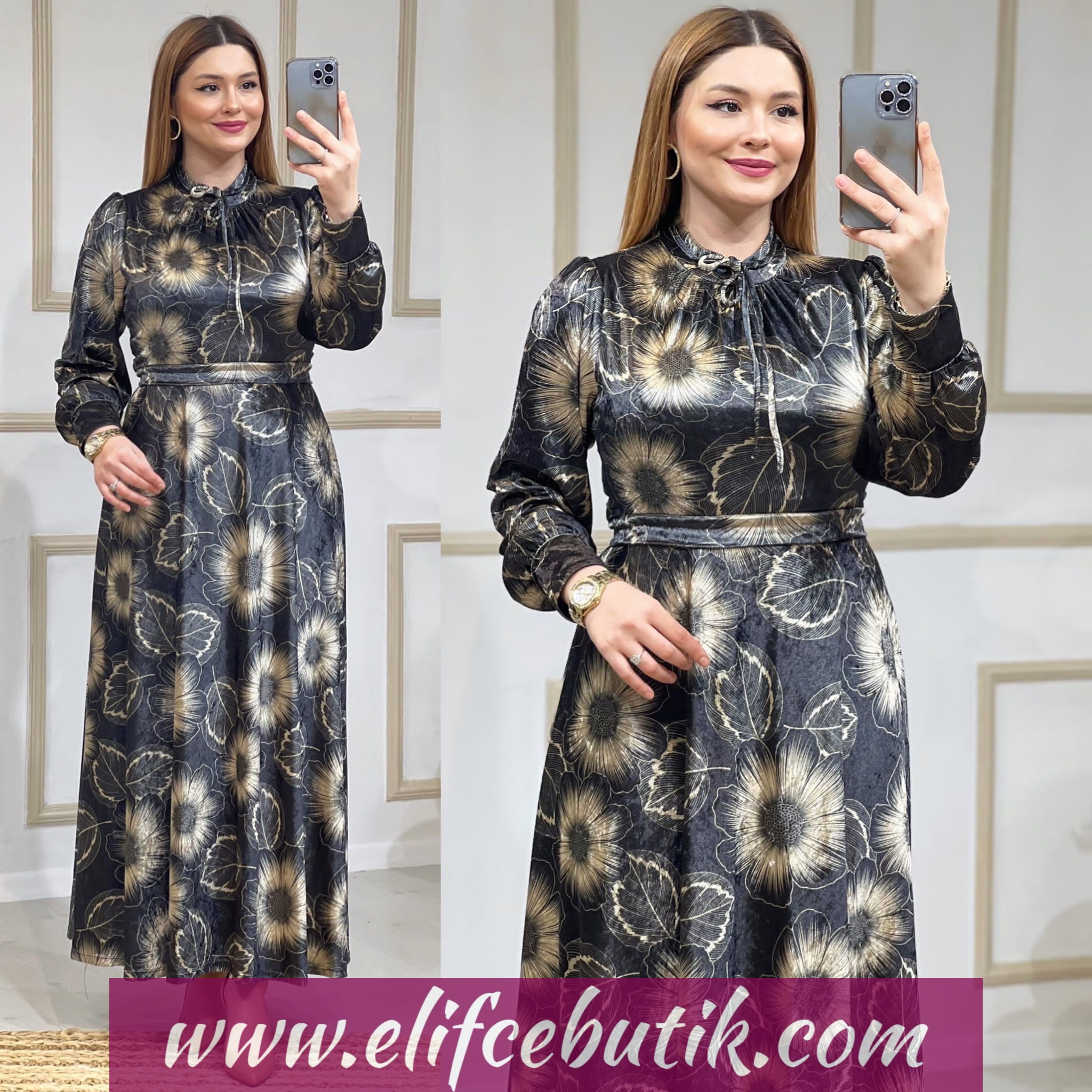 Şönil kumaş karaca elbise - Görsel 4