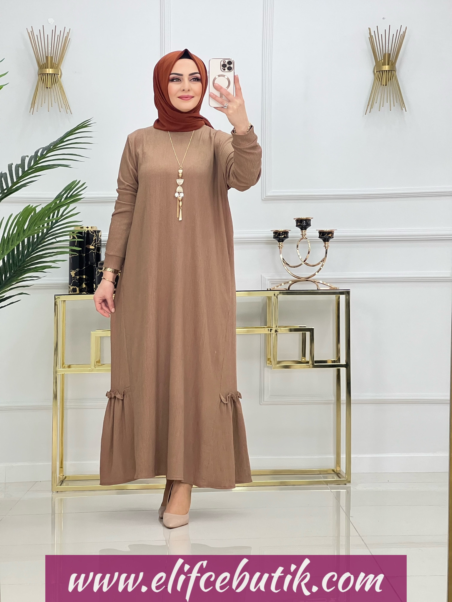 Bürümcük kumaş Güliz elbise - Görsel 9