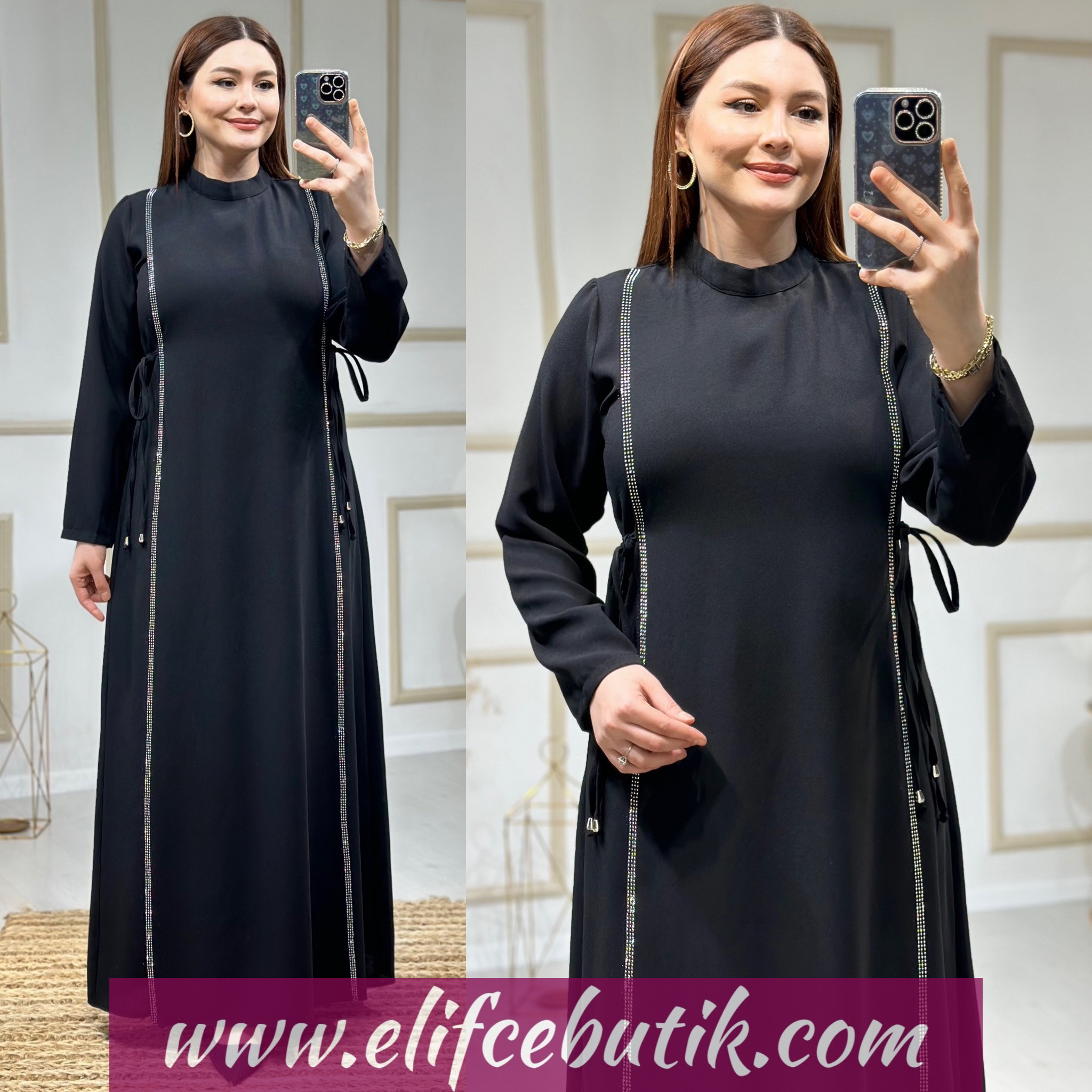 İthal krep kumaş belçim abiye - Görsel 3