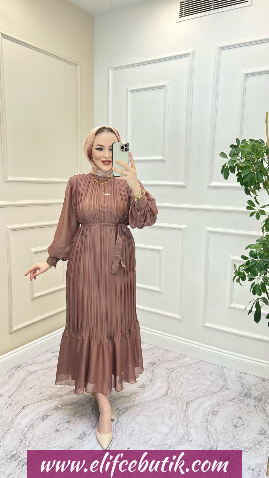 Şifon kumaş Yonca abiye - Görsel 6