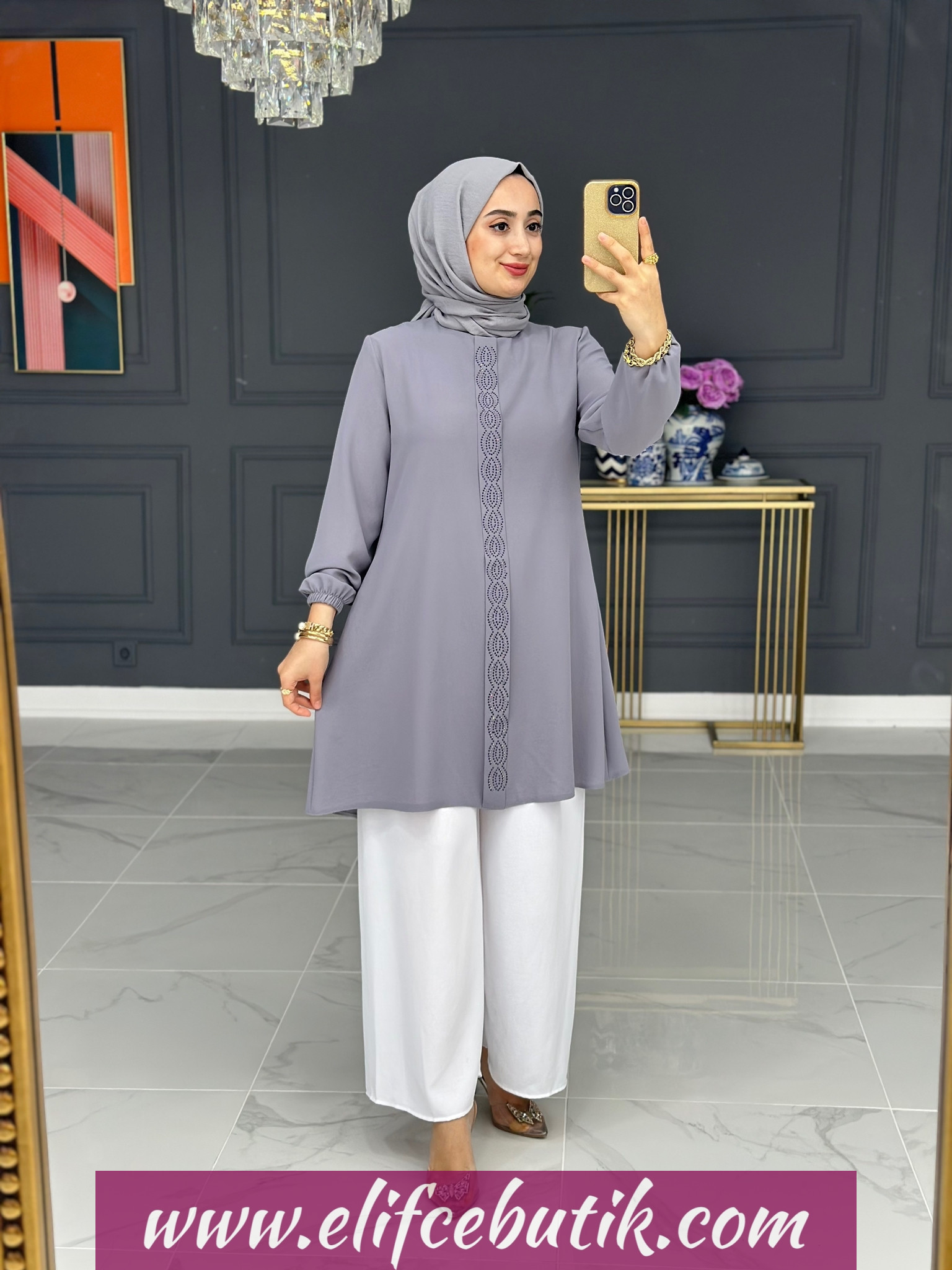 Linda krep kumaş Gökse tunik - Görsel 3