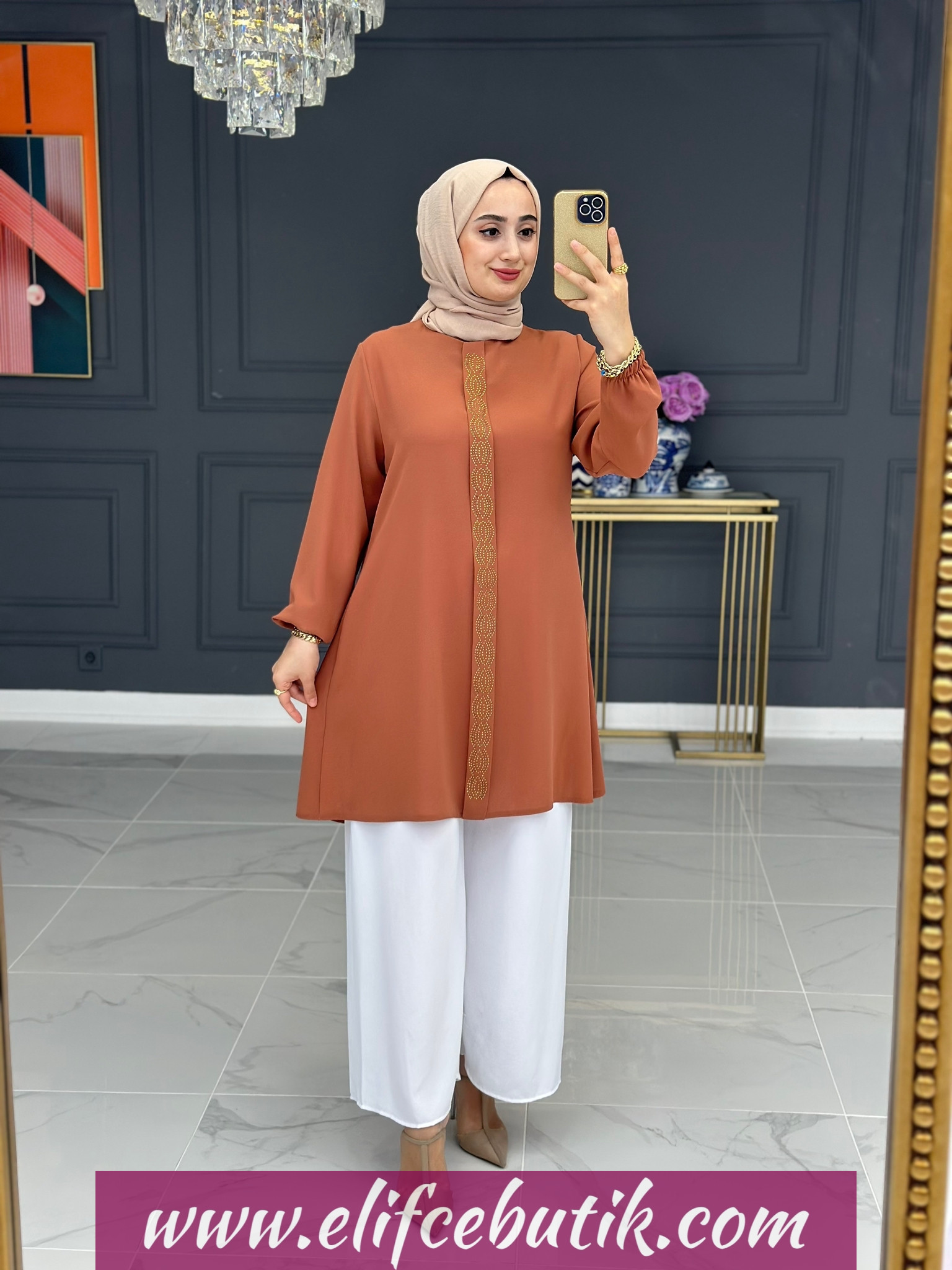 Linda krep kumaş Gökse tunik - Görsel 4