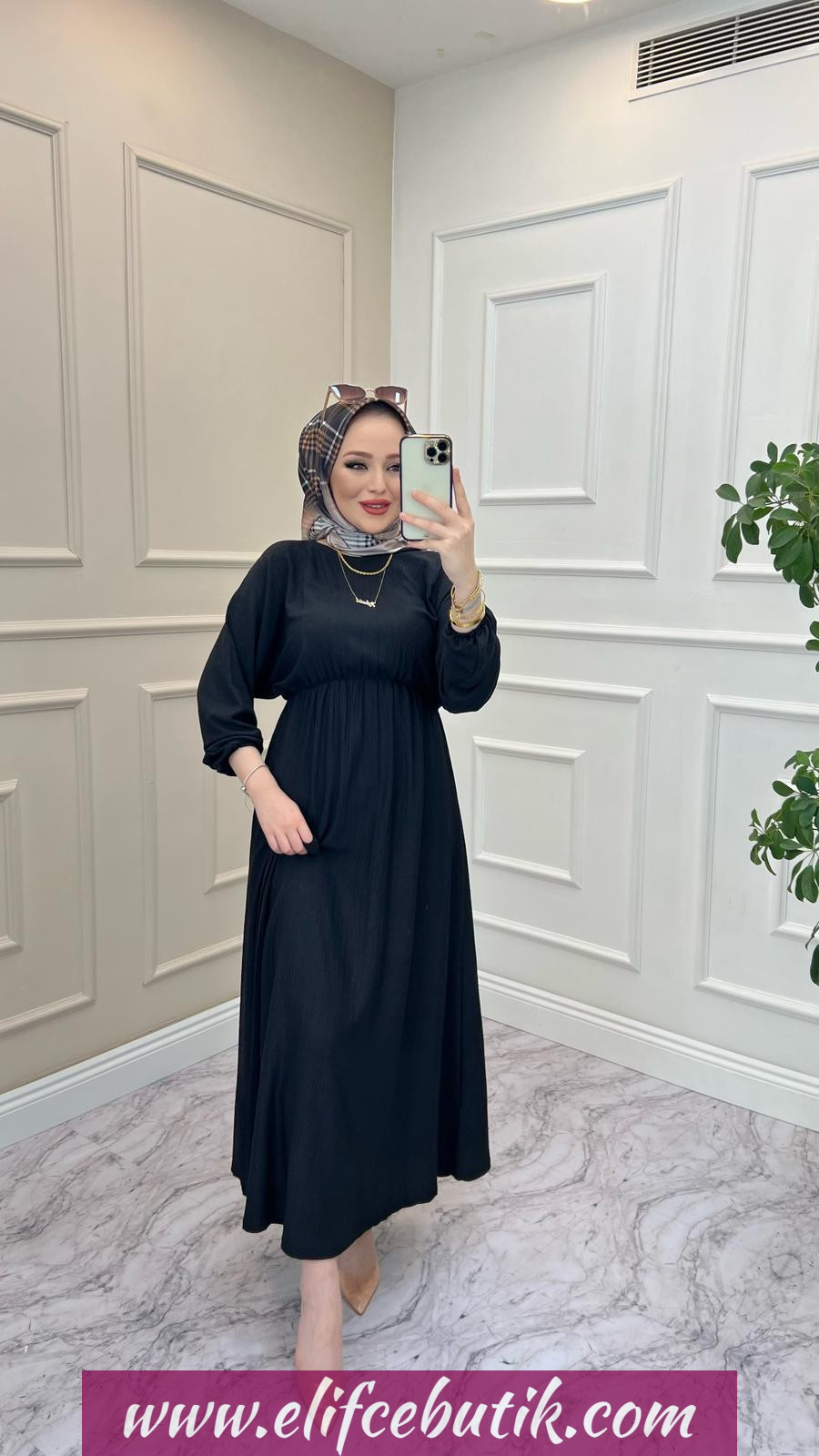 Bürümcük kumaş ebru elbise - Görsel 8