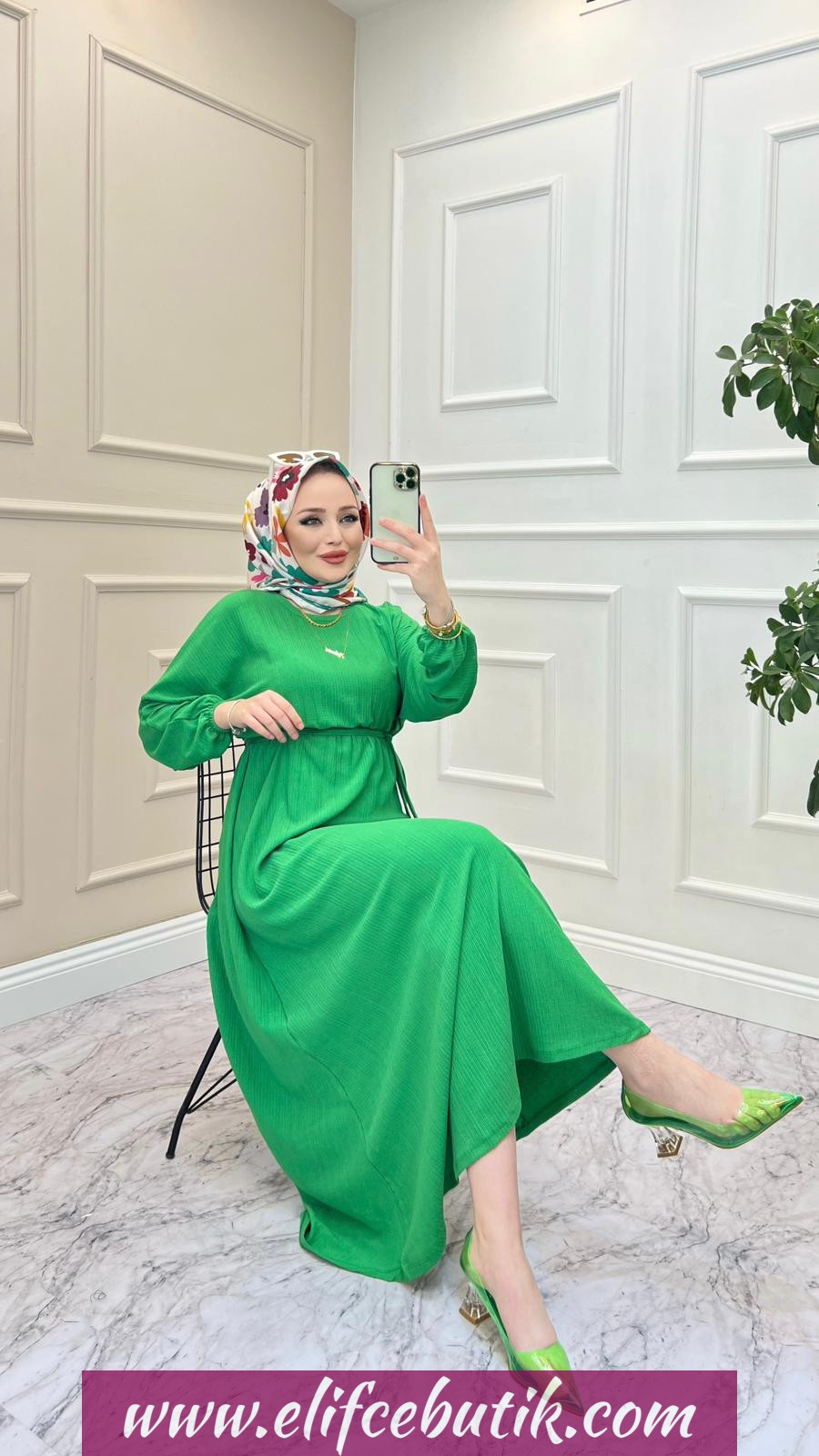Bürümcük kumaş ebru elbise - Görsel 5