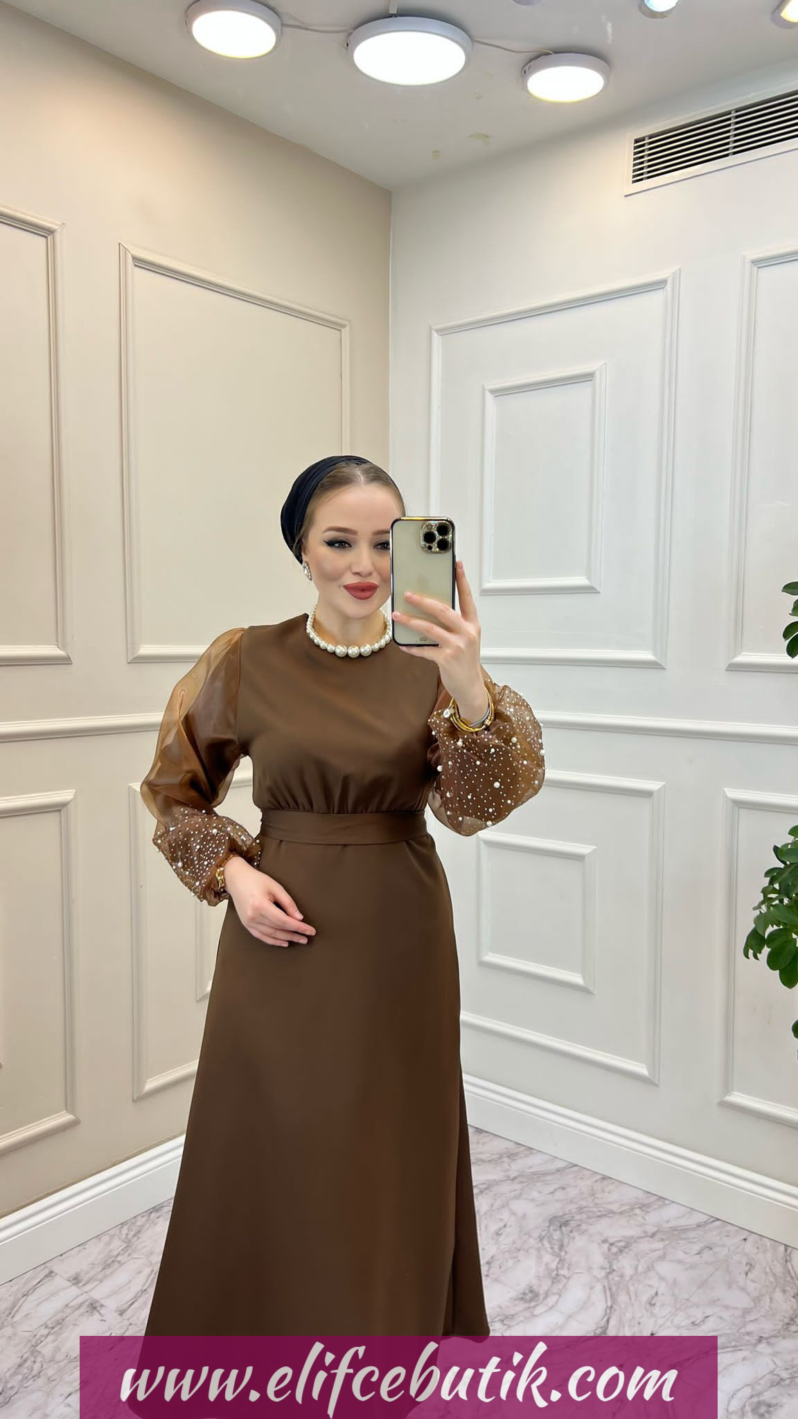 Krep kumaş sırma elbise - Görsel 3