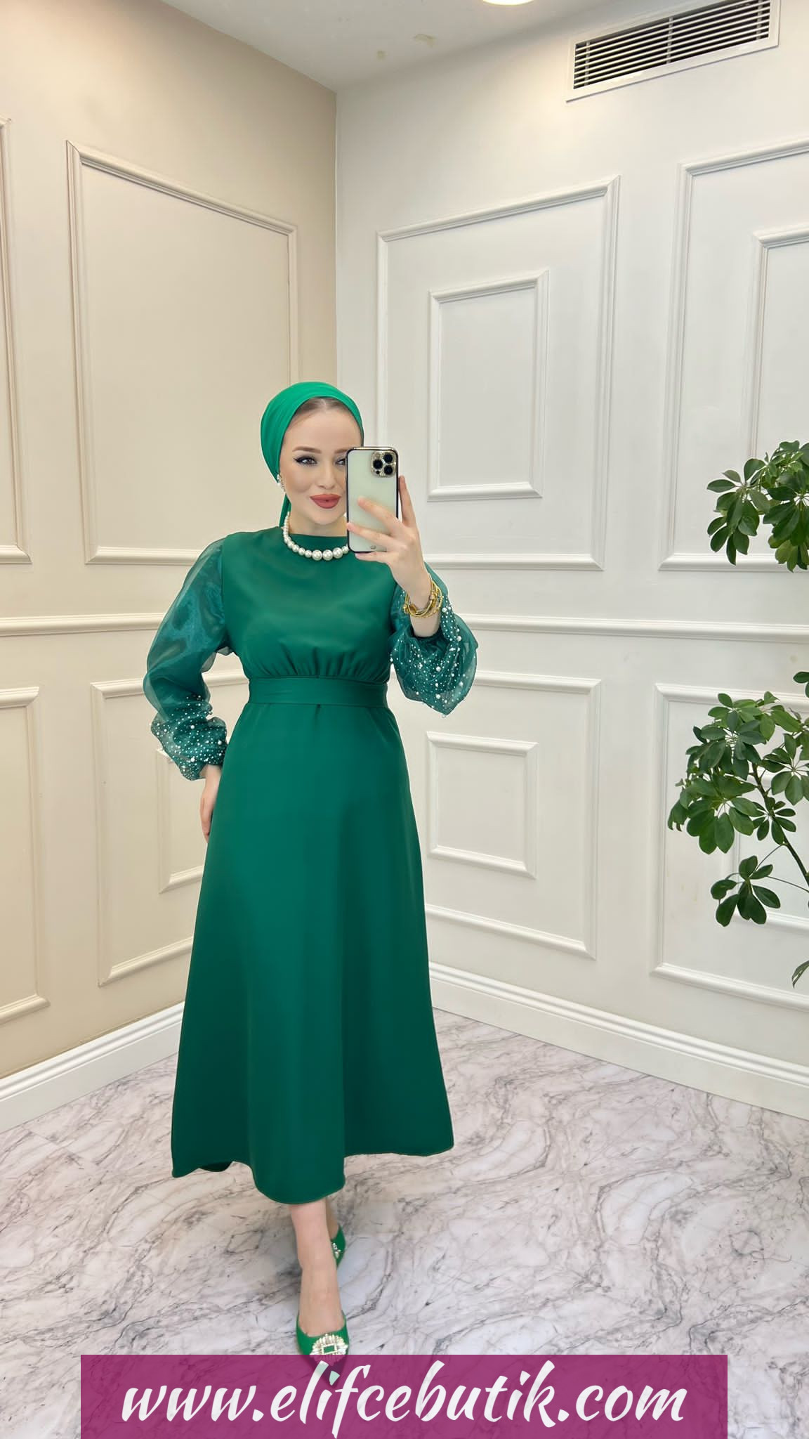 Krep kumaş sırma elbise - Görsel 5